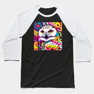 Snowy Owl Pop Art - Mystical Avian Fashion Statement Baseball T-Shirt